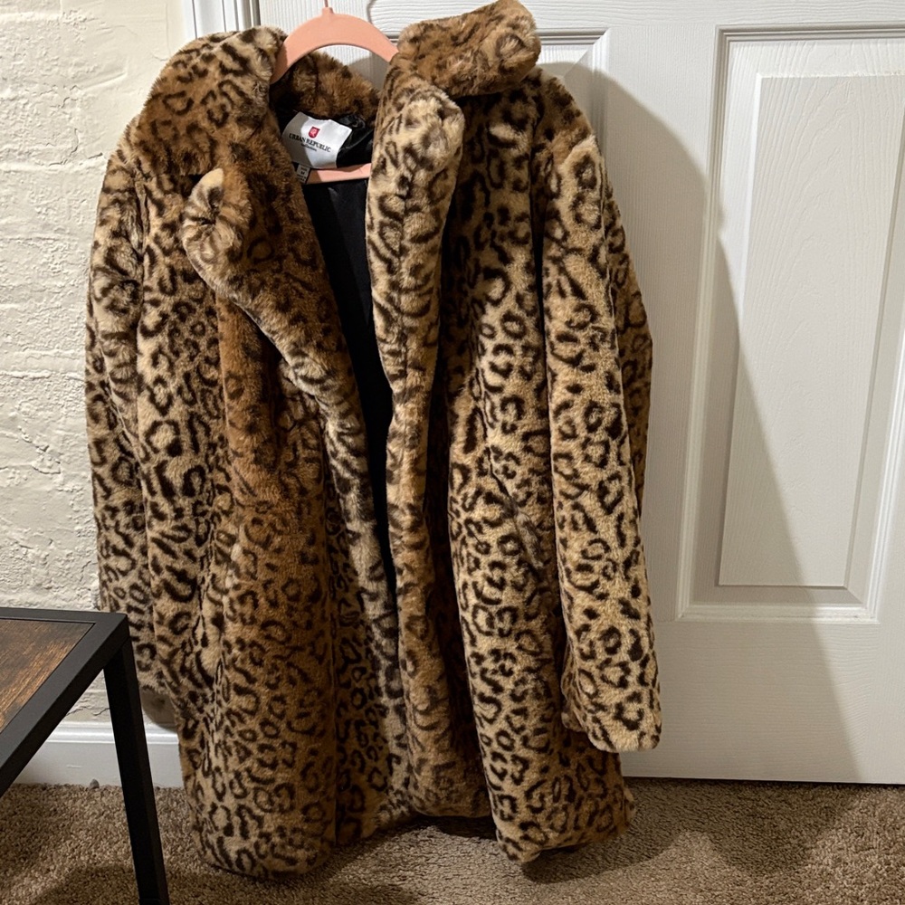 Leopard Print Faux Fur Coat